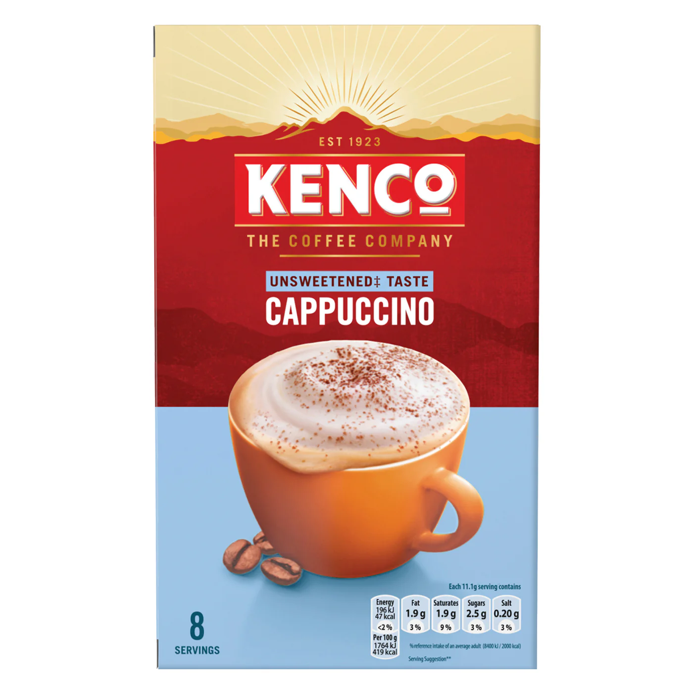 Kenco Cappuccino Unsweetened Instant Coffee 8 Sachets - Image 3