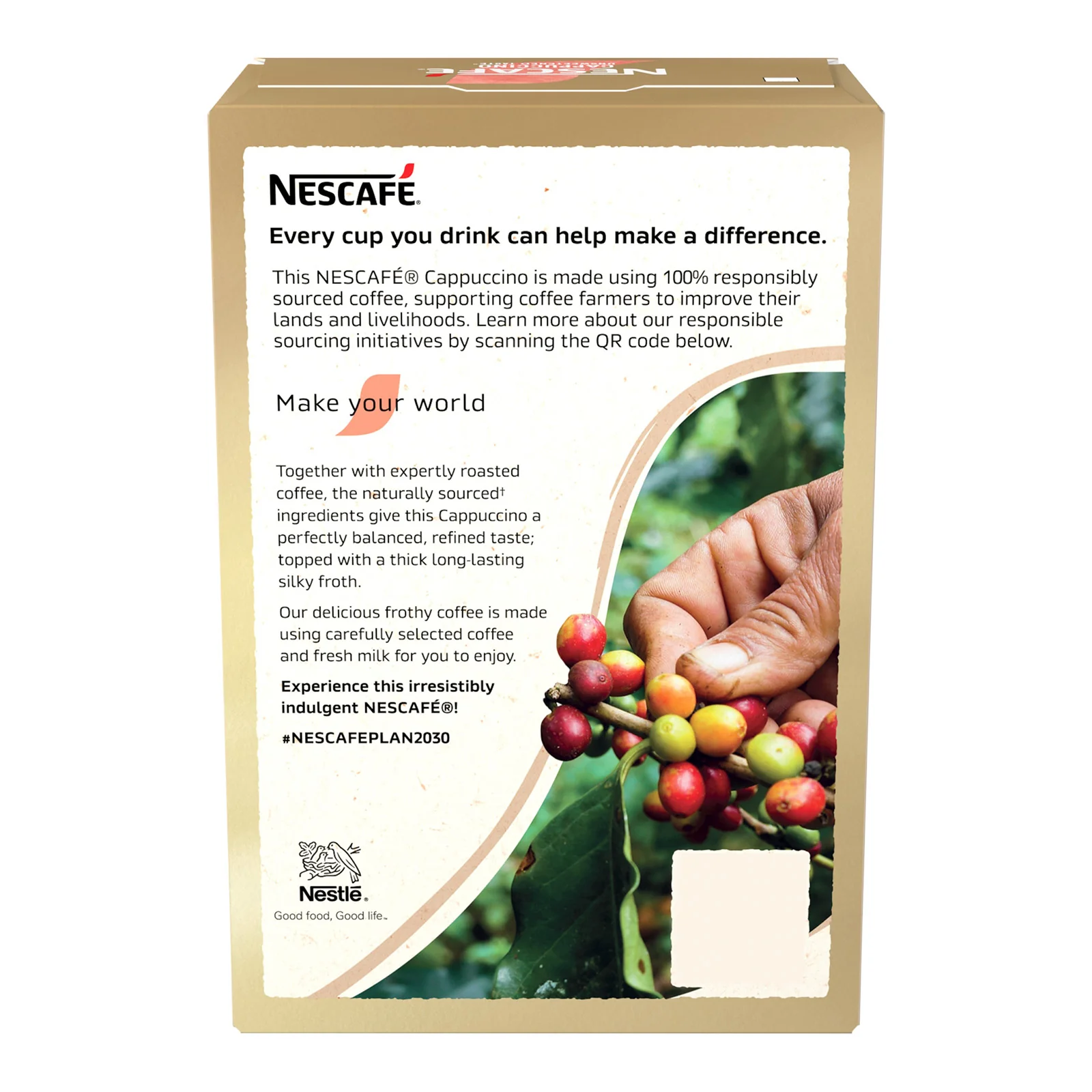 Nescafe Cappuccino Unsweetened Taste Instant Coffee 7 Sachet Pack - Image 3