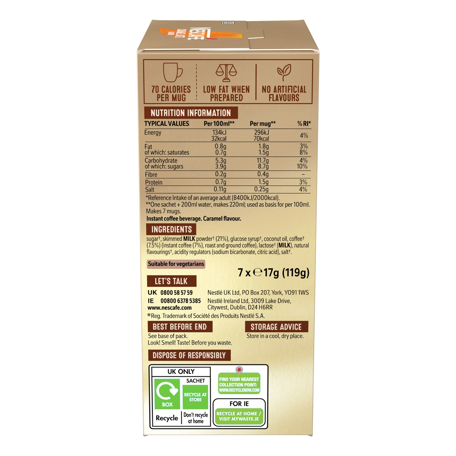 Nescafe Caramel Latte Instant Coffee 7 Sachet Pack - Image 3