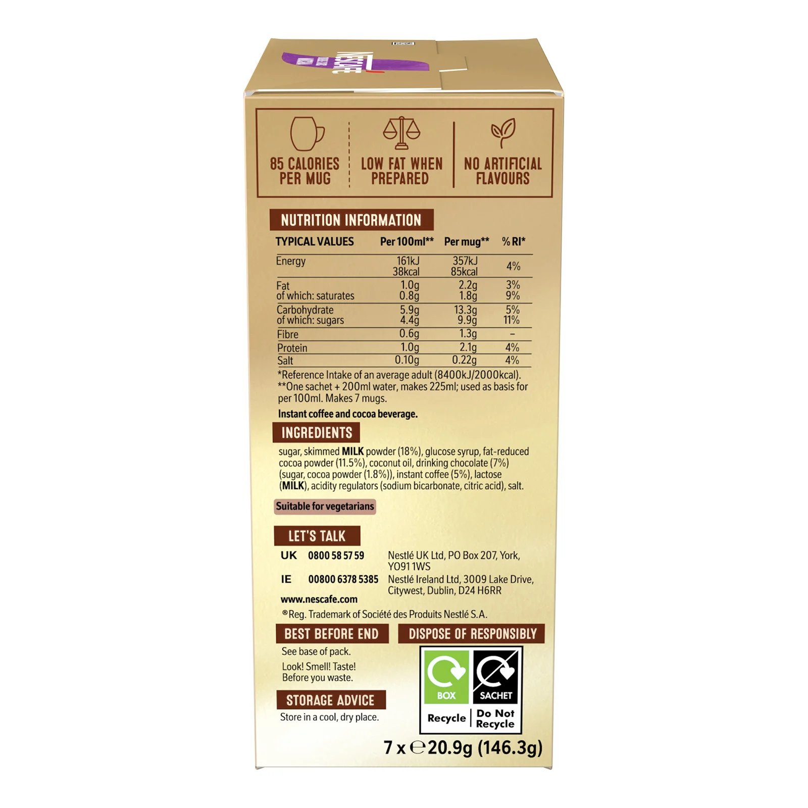 Nescafe Double Choc Mocha Instant Coffee 7 Sachet Pack - Image 4