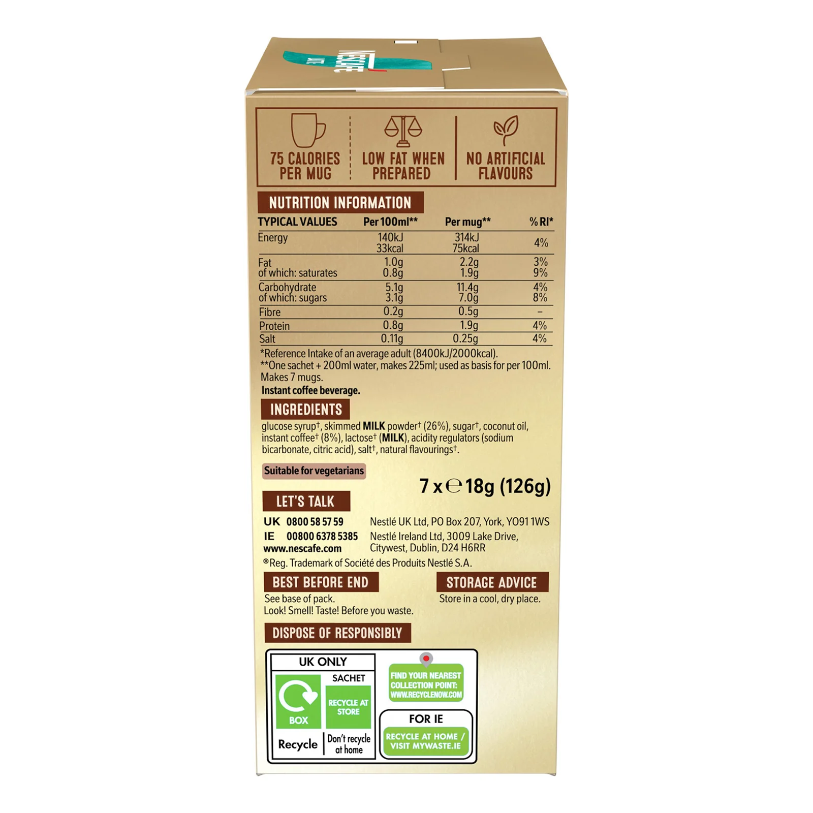 Nescafe Latte Instant Coffee 7 Sachet Pack - Image 4