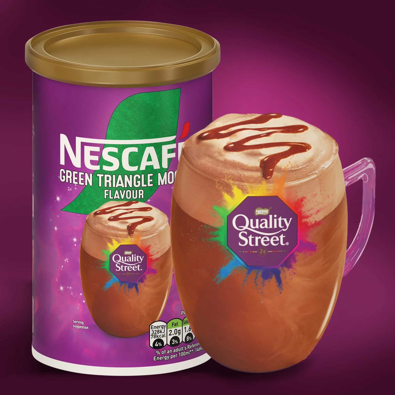 Nescafe Quality Street Green Triangle Hazelnut Mocha Coffee 260g Tub - Image 5