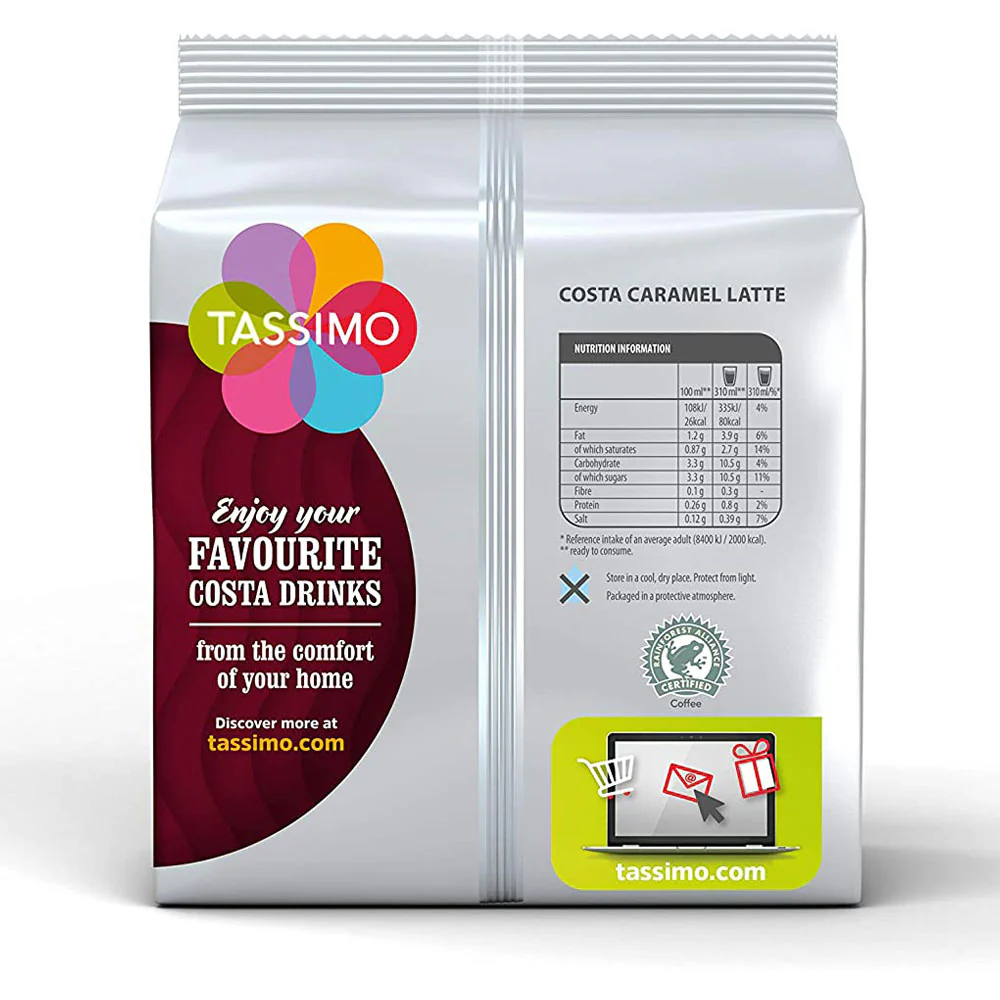 Tassimo Costa Latte Caramel Coffee Pods - Image 3